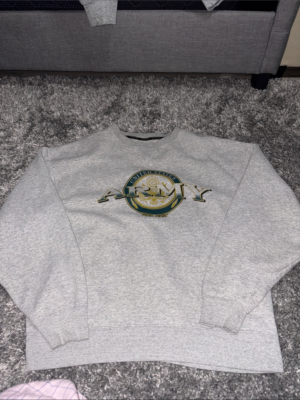 Gear For Sports Gray Crewneck Sweatshirt with Green & Gold ARMY Emblem